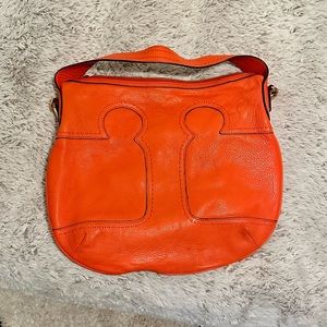 Tory Burch Amalie Adjustable-Strap Hobo Bag in Fire Orange